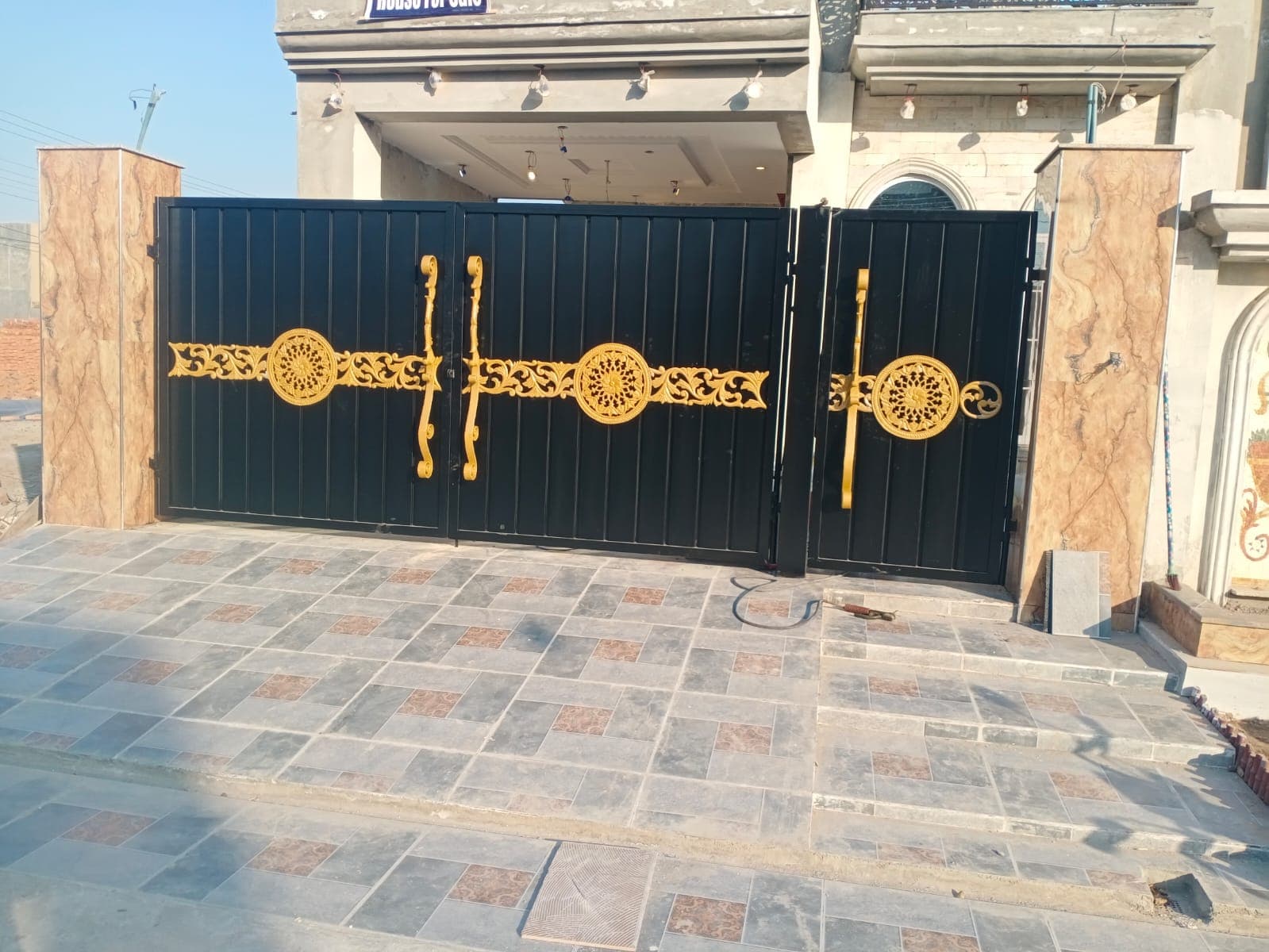 Black & Gold Scroll Gate — Iron Gate — Babar Fiber Glass